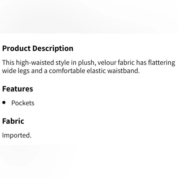 Fabletics Wide Leg Go To Velour Velvet Pants New Pull On Elastic High Waist - Picture 15 of 16